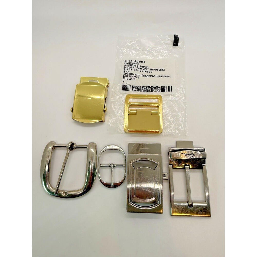 Vintage Metal Belt Buckle Lot of 6 Silver Gold Tone Hardware Replacement Craft